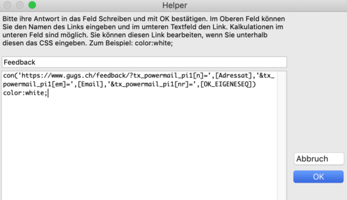 Dieses Fenster wird aufgerufen, wenn Sie "Links hinzufügen/ändern" auswählen.